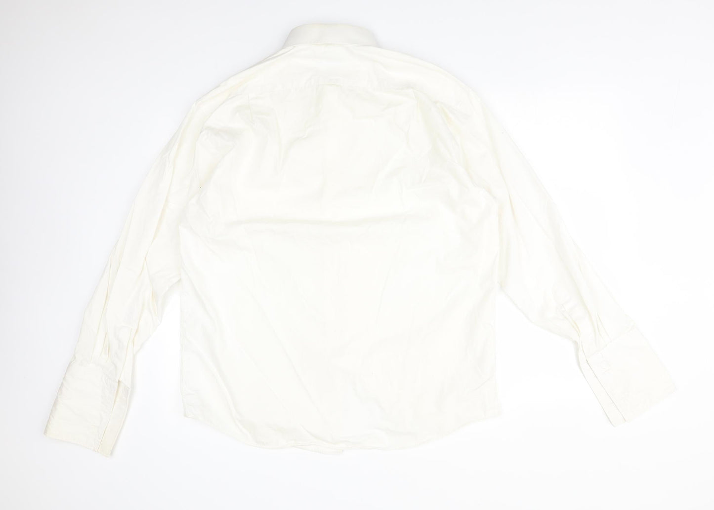 Mens UK Size 16 M*S Ivory  Button-Up Long Sleeve Casual Shirt