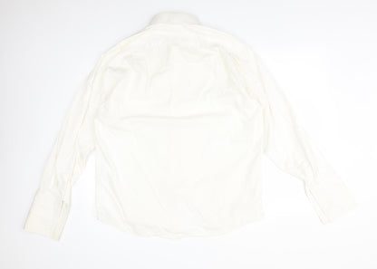 Mens UK Size 16 M*S Ivory  Button-Up Long Sleeve Casual Shirt