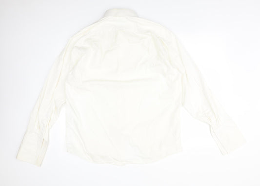 Mens UK Size 16 M*S Ivory  Button-Up Long Sleeve Casual Shirt