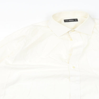 Mens UK Size 16 M*S Ivory  Button-Up Long Sleeve Casual Shirt