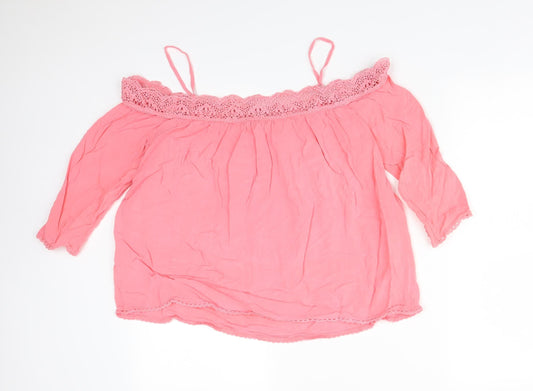 New Look Womens Pink  Viscose Basic T-Shirt Size 12