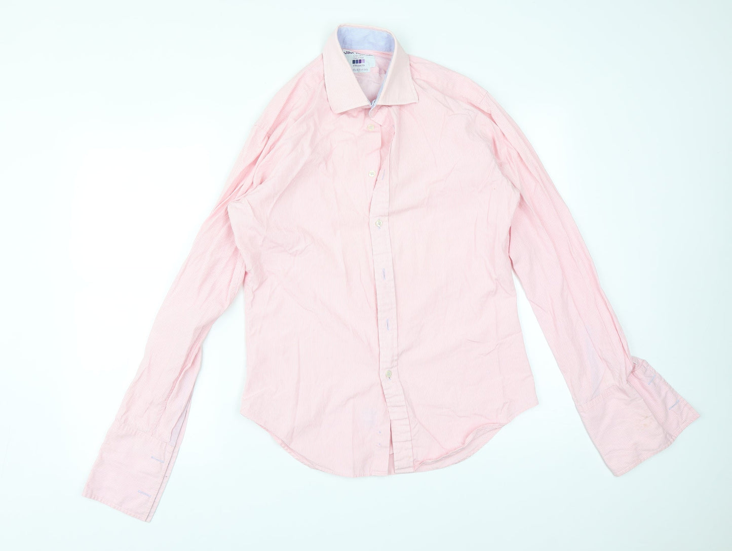 Mens UK Size 15.5 JOHN FRANCOME Pink  Button-Up Long Sleeve Casual Shirt