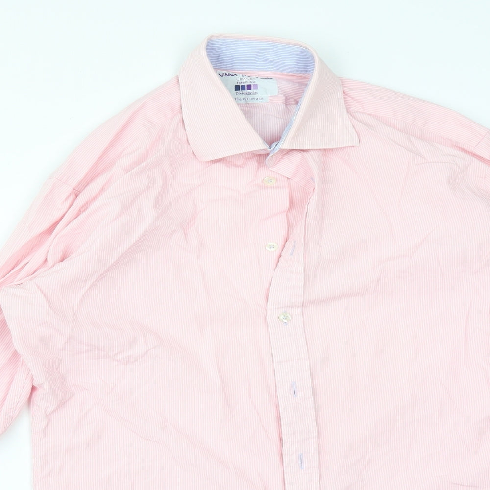 Mens UK Size 15.5 JOHN FRANCOME Pink  Button-Up Long Sleeve Casual Shirt
