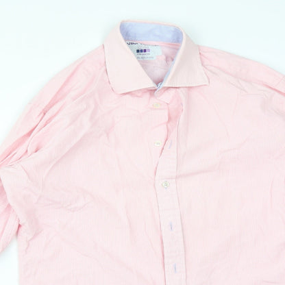 Mens UK Size 15.5 JOHN FRANCOME Pink  Button-Up Long Sleeve Casual Shirt