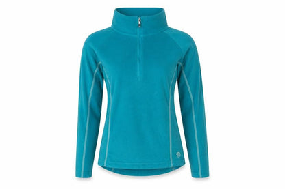 Front view of Mountain Hardwear women’s blue crew neck polyester jumper, size S
