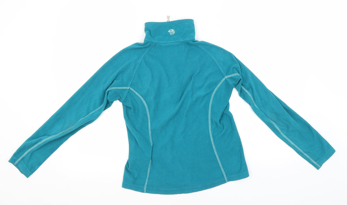 Back view of Mountain Hardwear women’s blue crew neck polyester jumper, size S