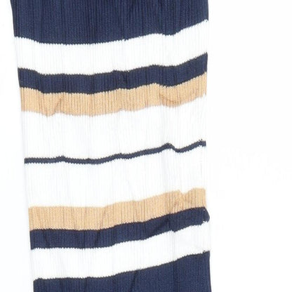 Preworn Womens Blue Striped Viscose Pencil Dress  Size S  Round Neck