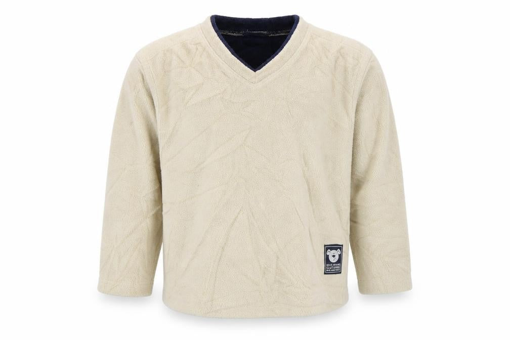 Front view of George boys’ green v-neck polyester jumper, size 2-3, years