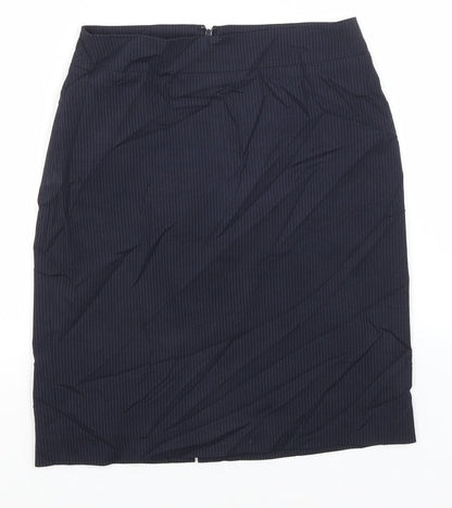 Uniqlo Womens Blue Striped Polyester Straight & Pencil Skirt Size 25 in