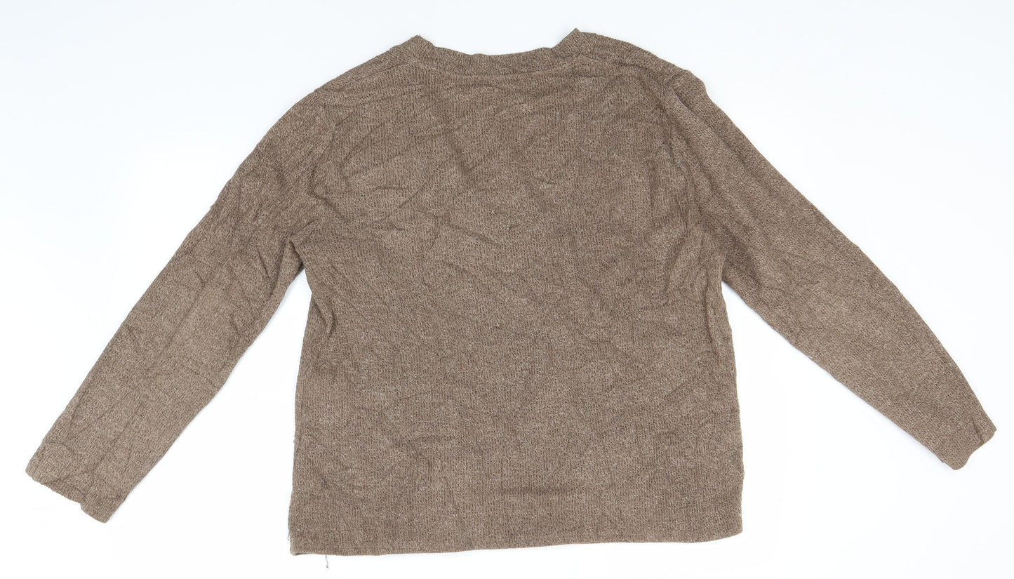 Womens UK Size L Zara Brown Pullover Jumper