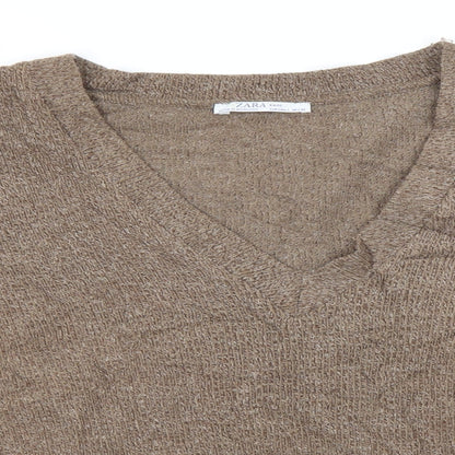Womens UK Size L Zara Brown Pullover Jumper