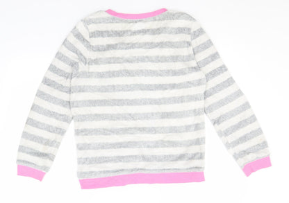 Disney Womens White Round Neck Striped Polyester Pullover Jumper Size 6   - Minnie Mouse