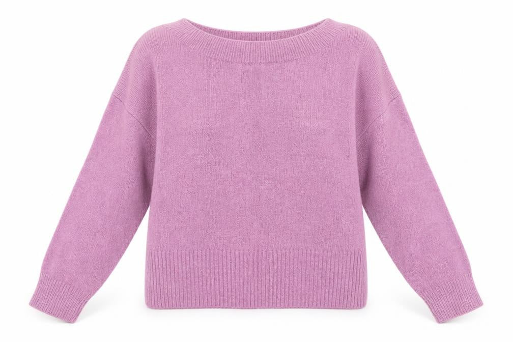 Front view of Marks & Spencer women’s pink square neck acrylic henley jumper, size M