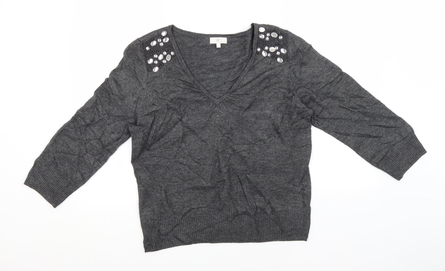 Womens UK Size L Preworn Grey Pullover Jumper
