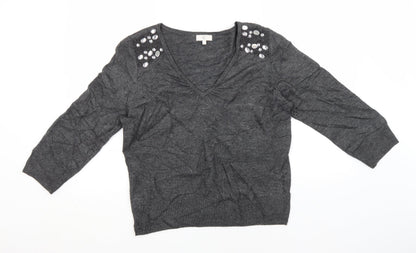 Womens UK Size L Preworn Grey Pullover Jumper