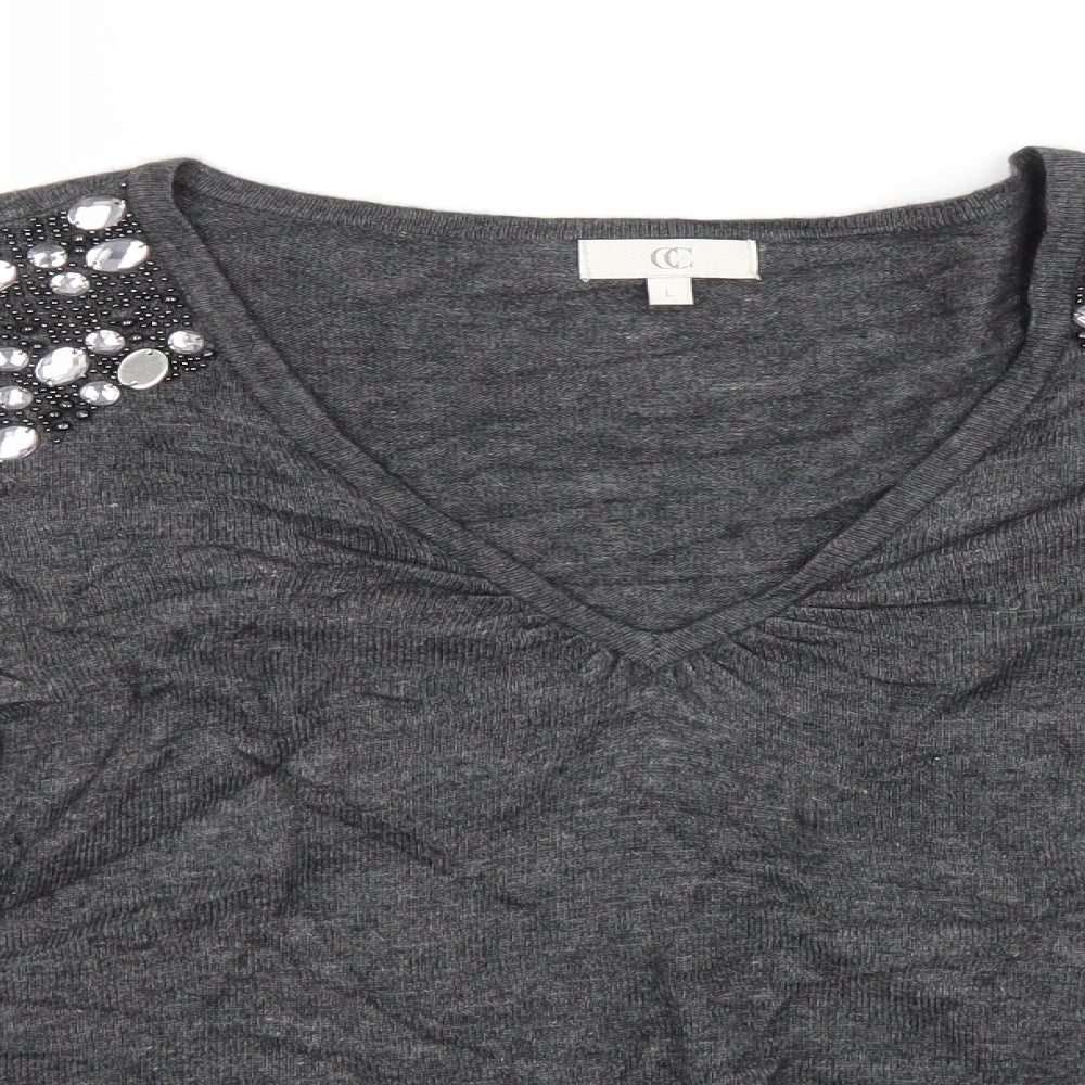 Womens UK Size L Preworn Grey Pullover Jumper