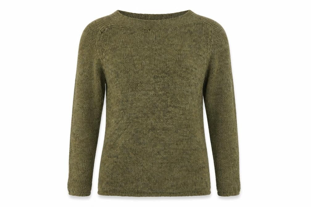 Front view of Dorothy Perkins women’s brown round neck acrylic jumper, size UK 10