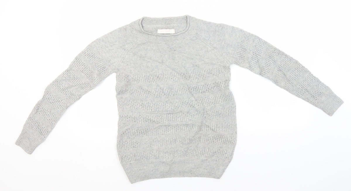 Additional front view of 6ixty 8ight women’s grey round neck acrylic jumper, size S