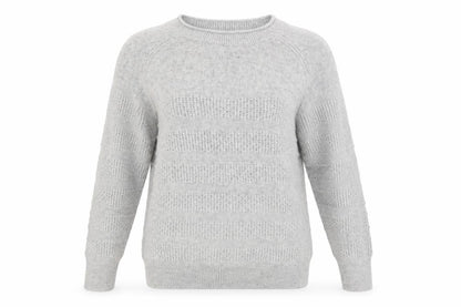 Front view of 6ixty 8ight women’s grey round neck acrylic jumper, size S