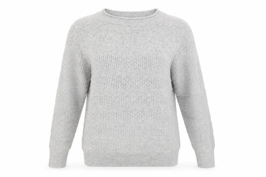 Front view of 6ixty 8ight women’s grey round neck acrylic jumper, size S