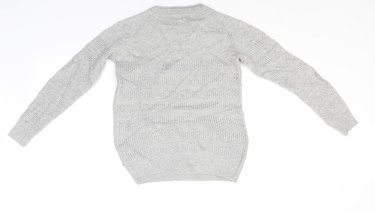 Back view of 6ixty 8ight women’s grey round neck acrylic jumper, size S