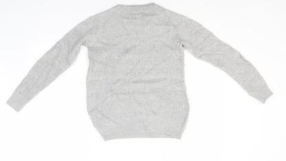 Back view of 6ixty 8ight women’s grey round neck acrylic jumper, size S