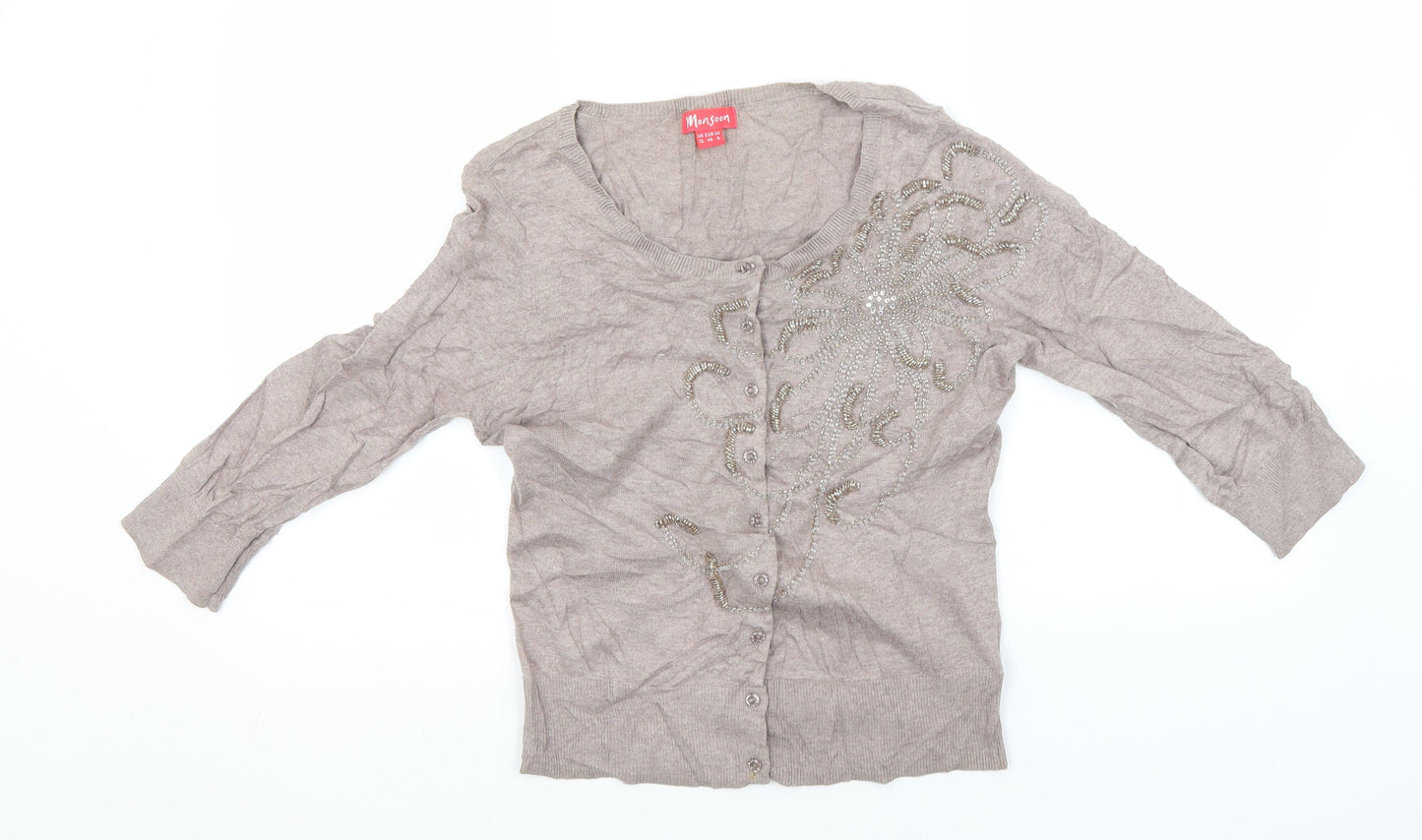 Womens UK Size 12 Monsoon Grey Cardigan Jumper