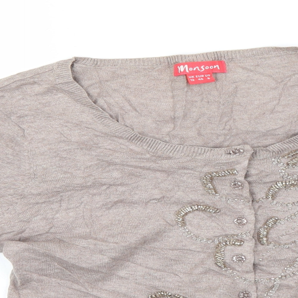 Womens UK Size 12 Monsoon Grey Cardigan Jumper
