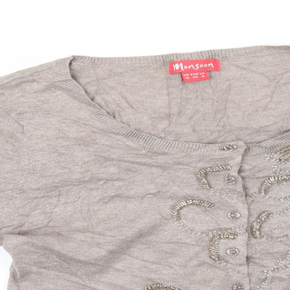Womens UK Size 12 Monsoon Grey Cardigan Jumper