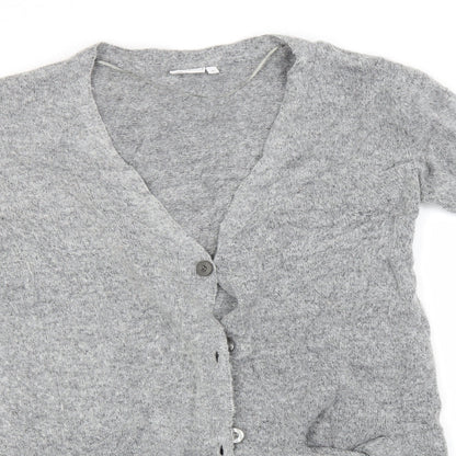 Preworn Womens Grey Round Neck  Acrylic Cardigan Jumper Size S