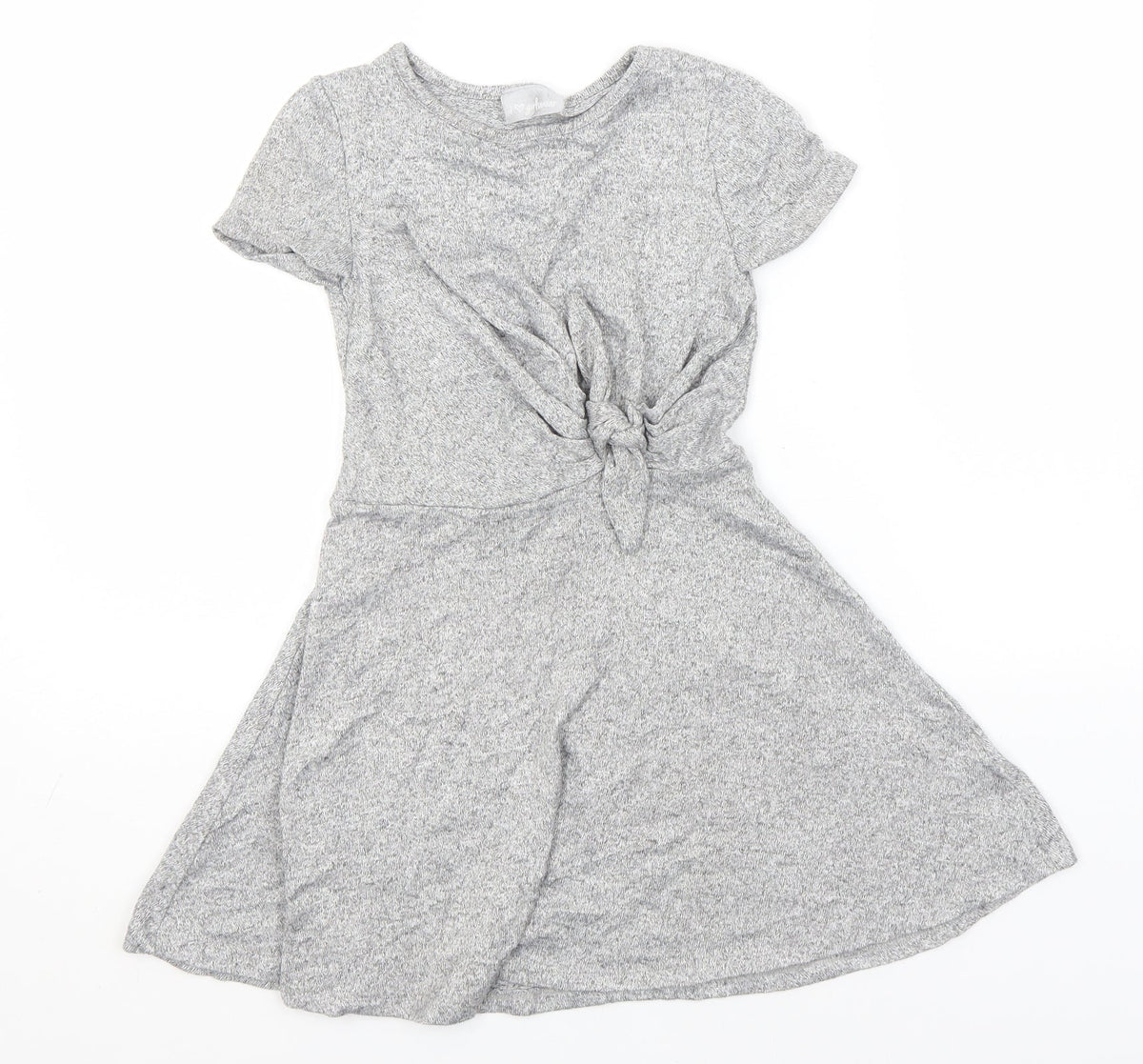 Front view of Preworn girls’ silver a-line round neck