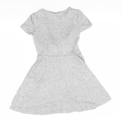 Back view of Preworn girls’ silver a-line round neck