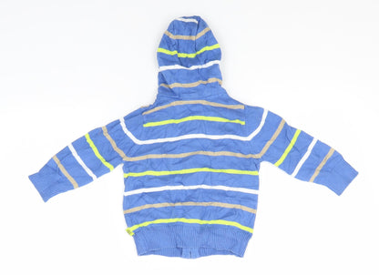 Mothercare Baby Blue Striped Cotton Full Zip Jumper Size 12-18 Months