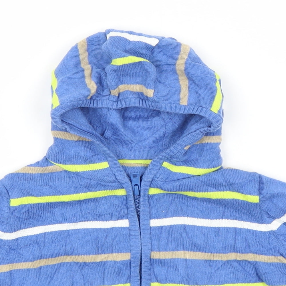 Mothercare Baby Blue Striped Cotton Full Zip Jumper Size 12-18 Months