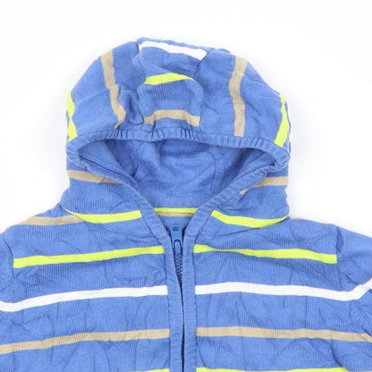 Mothercare Baby Blue Striped Cotton Full Zip Jumper Size 12-18 Months