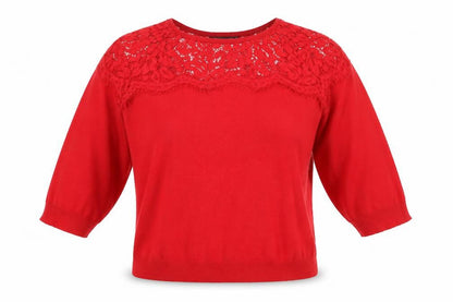 Front view of Bonmarché women’s red viscose pullover hoodie, size M