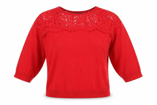 Front view of Bonmarché women’s red viscose pullover hoodie, size M