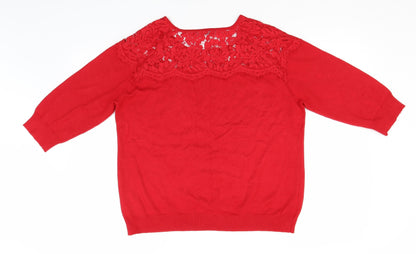 Bonmarché Womens Red  Viscose Pullover Hoodie Size M