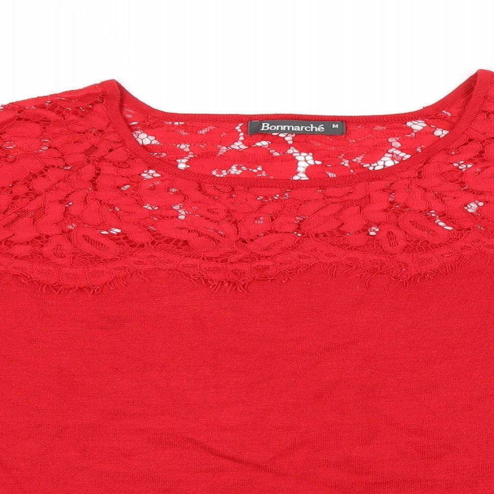 Bonmarché Womens Red  Viscose Pullover Hoodie Size M