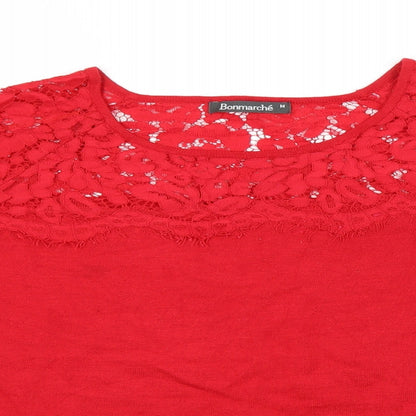 Bonmarché Womens Red  Viscose Pullover Hoodie Size M