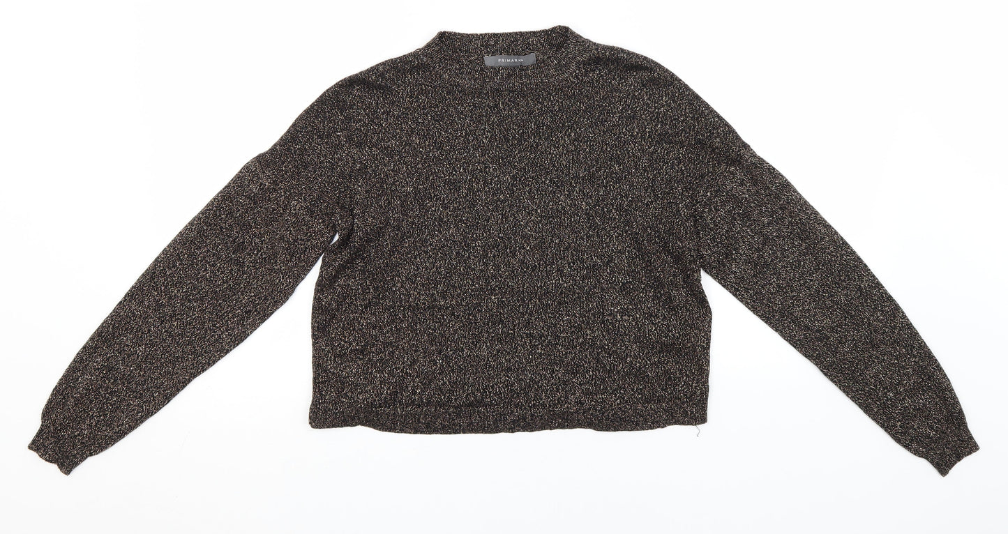 Primark Womens Gold Round Neck  Viscose Pullover Jumper Size 6