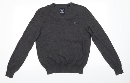 LERROS Mens Grey V-Neck  Cotton Pullover Jumper Size S   - Charcoal grey