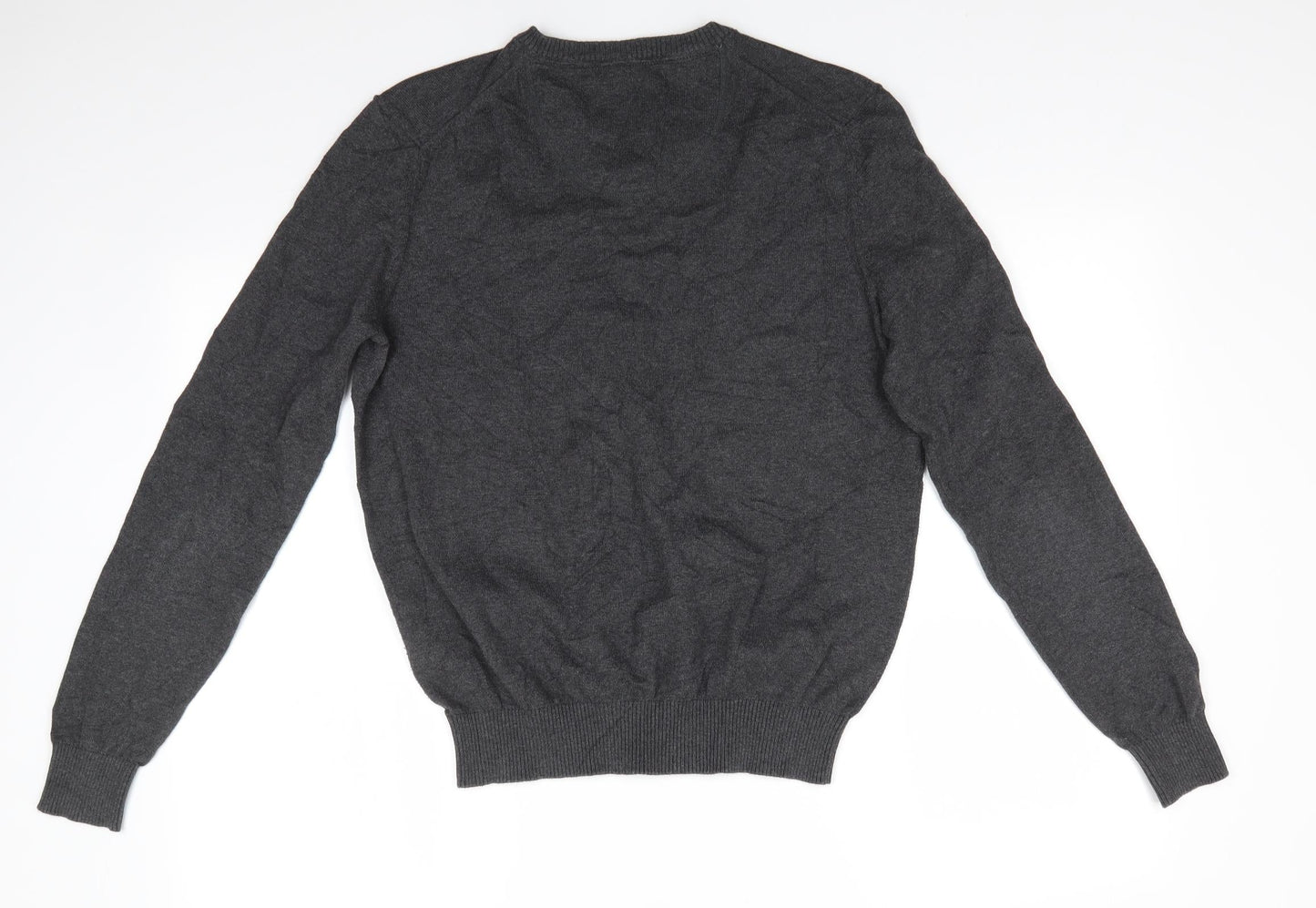 LERROS Mens Grey V-Neck  Cotton Pullover Jumper Size S   - Charcoal grey