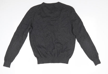 LERROS Mens Grey V-Neck  Cotton Pullover Jumper Size S   - Charcoal grey