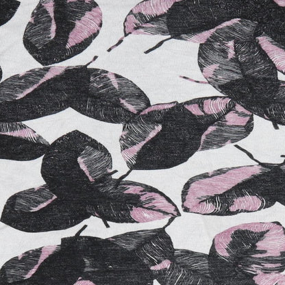 Clements Ribeiro Womens Grey Round Neck Floral Viscose Pullover Jumper Size M   - Black & pink leaf pattern