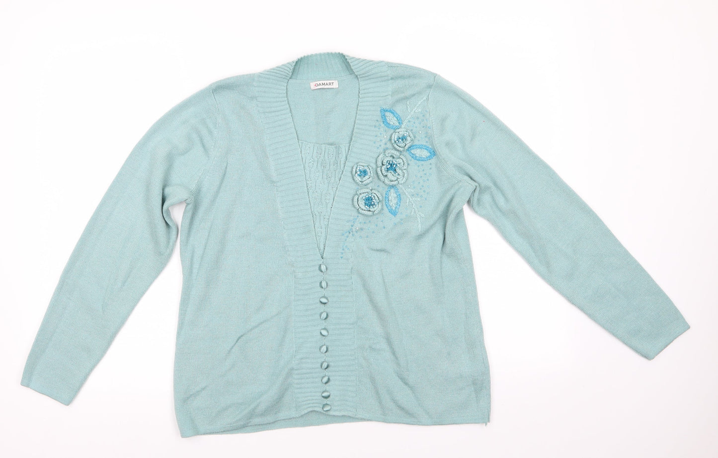 Womens UK Size 14 Damart Blue Cardigan Jumper