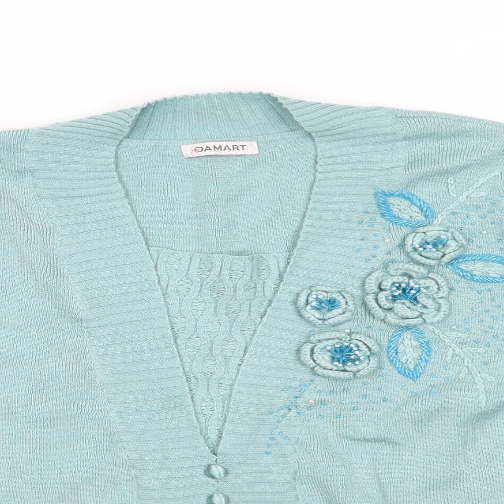 Womens UK Size 14 Damart Blue Cardigan Jumper