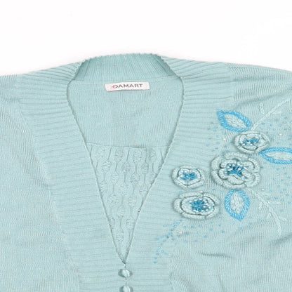 Womens UK Size 14 Damart Blue Cardigan Jumper