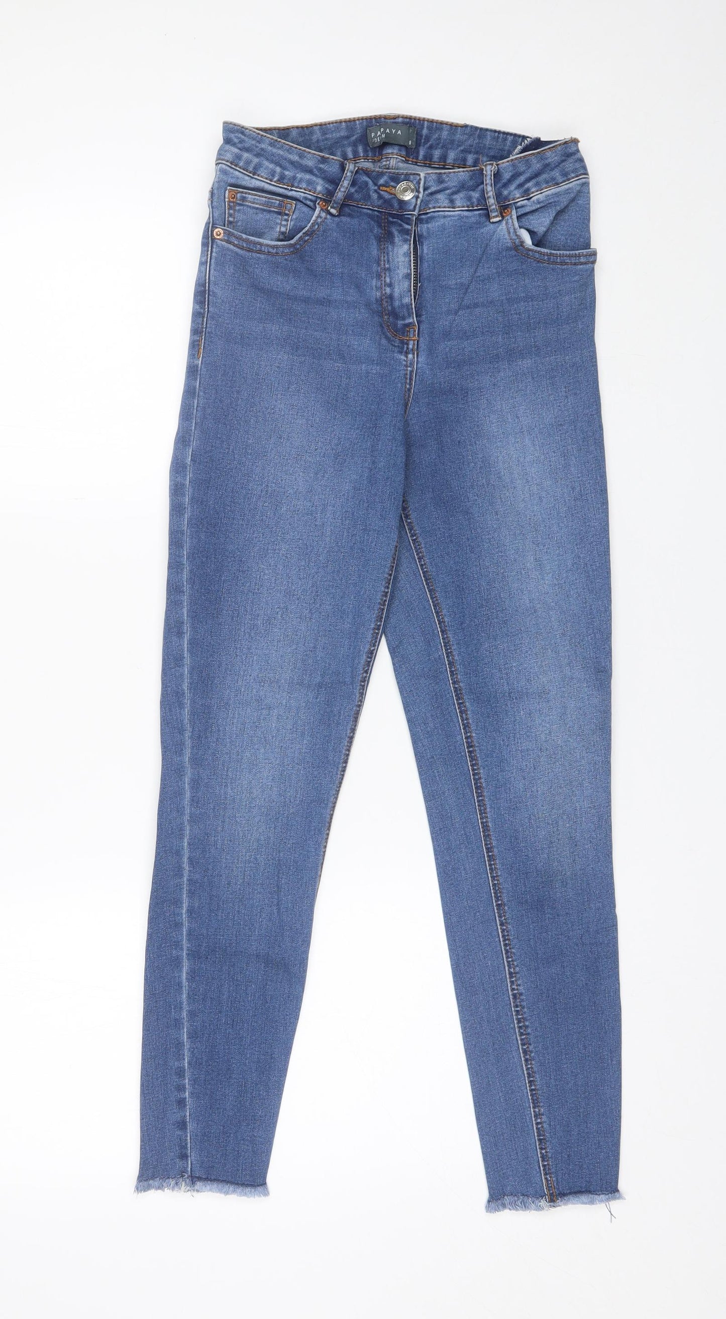 Womens UK Size 8 Papaya Regular Fit Skinny Blue Jeans