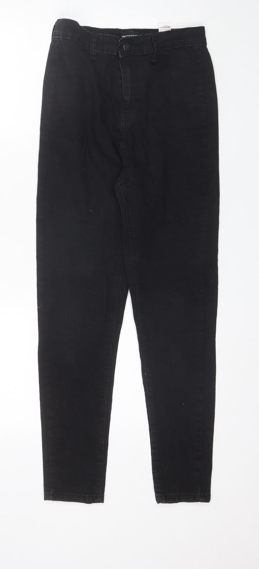 PRETTYLITTLETHING Womens Black  Cotton Skinny Jeans Size 8 L27 in Regular